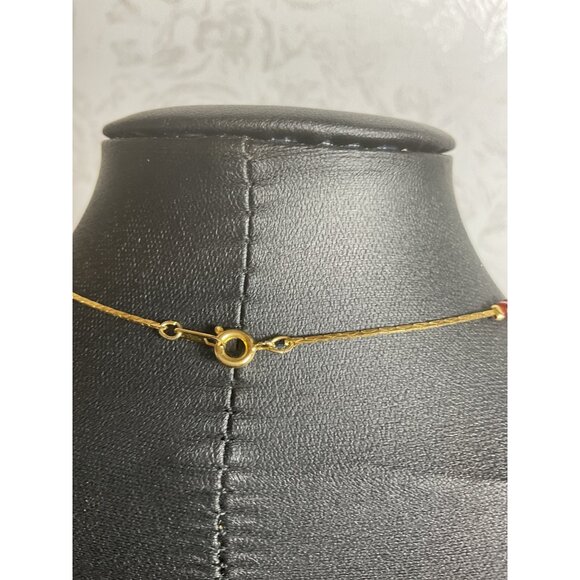 Korea Marked Gold Tone Beaded Necklace With Orange Glass Beads - Picture 4 of 4